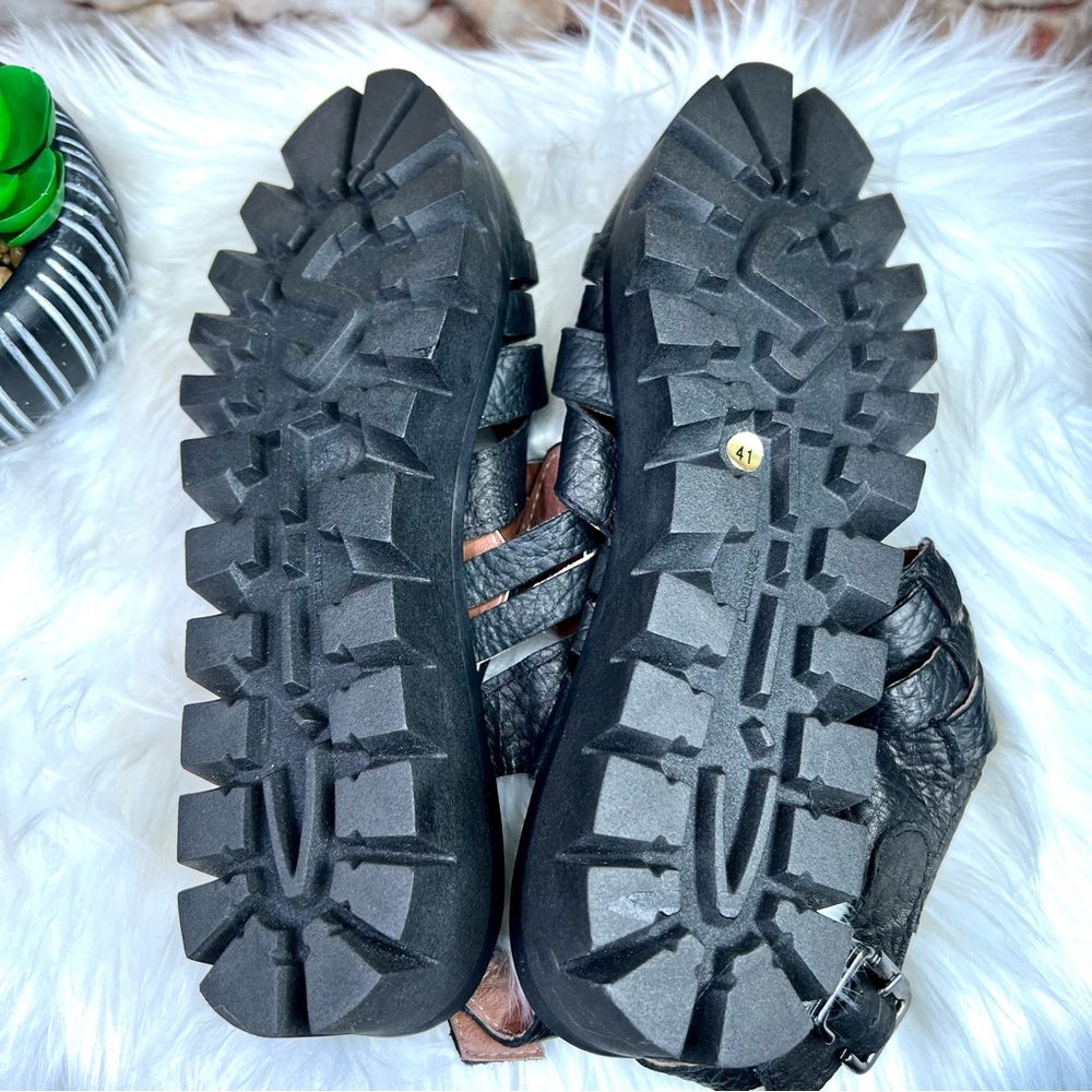 STIU Chunky Lug Sole Buckle Black Closed Toe Vegan Fisherman Sandals, 41 - Picture 9 of 10